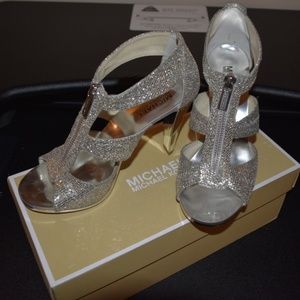 Michael Kors Silver Glitter Heels